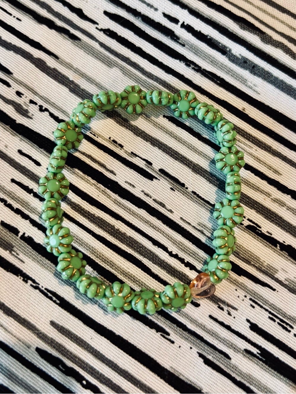 Sabika Green Beaded Floral Stretch Bracelet